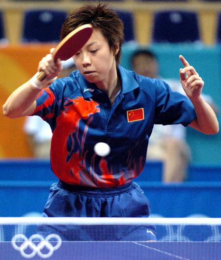 图文中国乒乓球队亮相比赛馆张怡宁在训练中