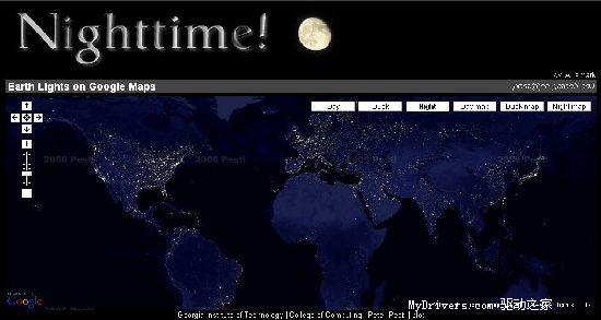 欣赏整个地球夜景GoogleMap夜间版(图)
