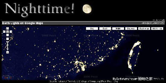 欣赏整个地球夜景 Google Map夜间版(图)
