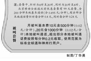 北京移动手机资费下调被叫套餐接近单向收费