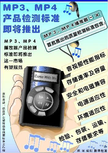 信产部将推出MP3及MP4播放器产品检测标准