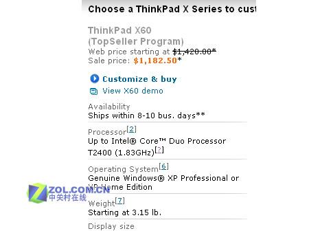 ThinkPadT60在美降价合不到9000元