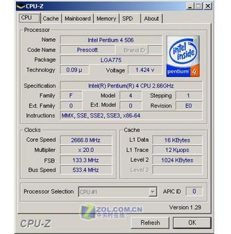 【图】pentium 506处理器cpu-z信息