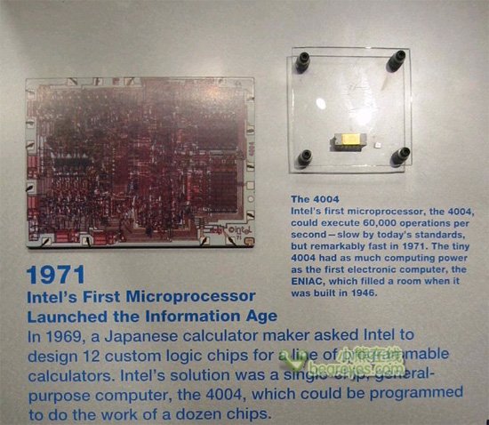 英特尔发布了其第一个微处理器4004 每秒进行6 万次操作