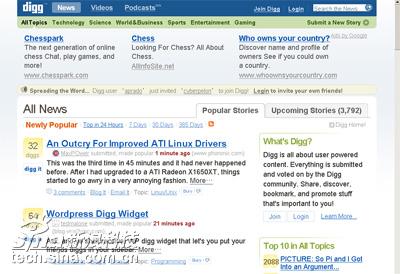 Digg粉丝列出十大最受欢迎网站