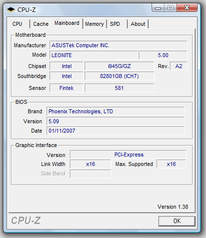 38识别出core 2 duo e6400双核心处理器,核心代号allendale,65nm制程