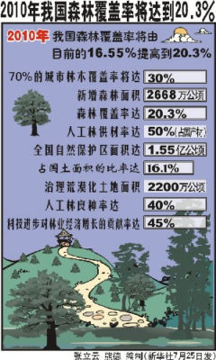 2010年我国森林覆盖率将达到20.3%(图)