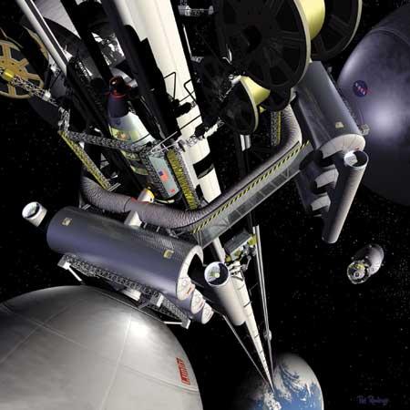 未来太空梯伸展10万公里载你入住太空酒店