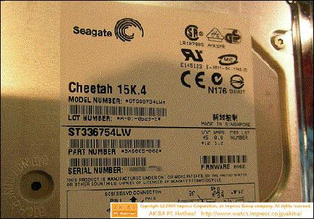 希捷日本发售15000转Cheetah硬盘