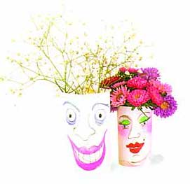 植物罐和花盆--脸型花盆(图)_教育中心