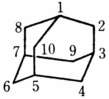 金刚烷结构 它由10个碳原子和16个氢原子构成的环状四面体,其基本