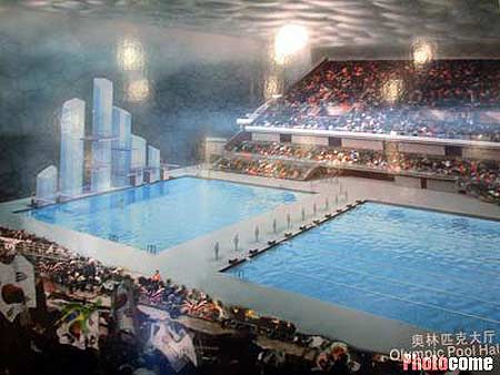 图文:2008北京奥运游泳馆水立方内部效果