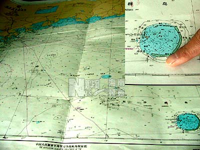 东沙群岛海域地图(图片均为庄斐 摄)