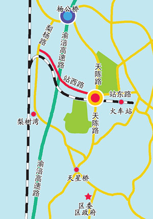 沙坪坝火车站建小循环排堵