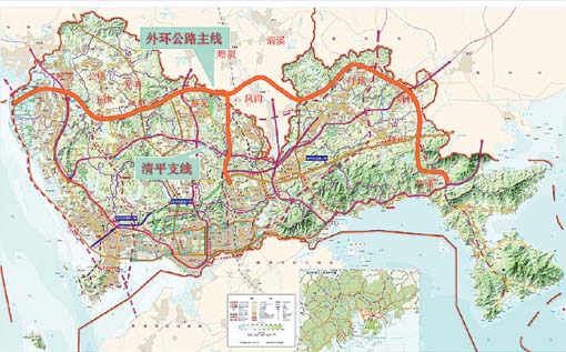 深圳市所有纵向疏港通道交叉