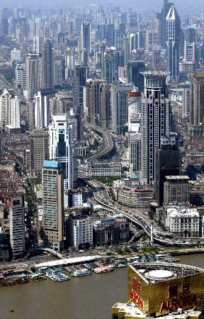 图文:高楼林立的上海中心城区