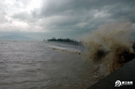 组图:台风桑美引起大浪