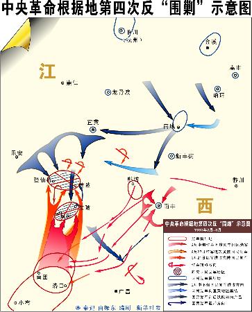 图文:中央革命根据地第四次反围剿示意图