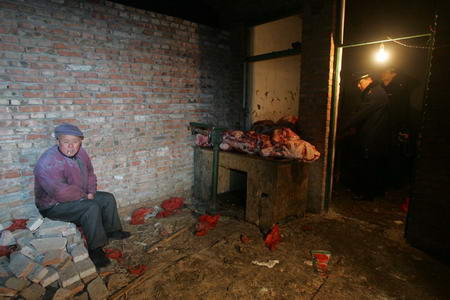 图文:朝阳工商分局对流动猪肉销售点进行检查