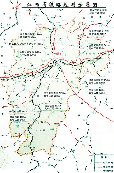 江西铁路规划示意图.本报记者周霖摄