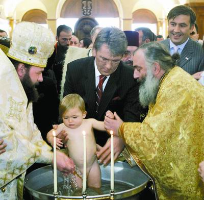 子教父 格鲁吉亚乌克兰首脑结宗教亲谊受洗日