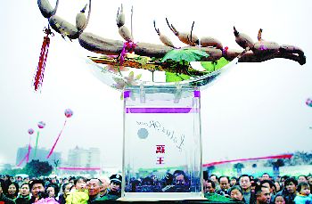 武汉长1.64米藕王以6万元高价拍卖(组图)