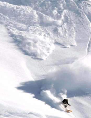 组图:奥地利阿尔卑斯山脉雪崩 滑雪者奋力逃命