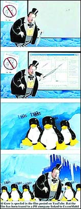 美国网上恶搞戈尔讲环保连企鹅都被讲睡了(图)