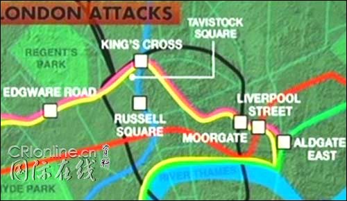 图文：伦敦发生爆炸地点地示意图