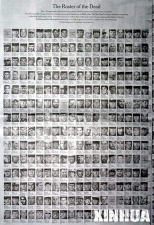 组图:纽约时报刊登美军在伊拉克死亡名单