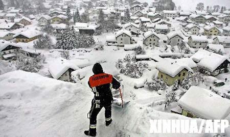 组图:德国南部遭遇近十年来最强降雪