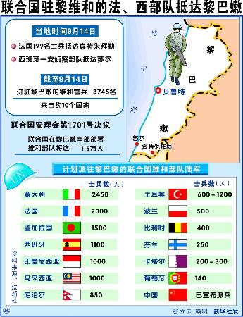 图文:(图表)〔国际要闻〕联合国驻黎维和的法,西部队抵达黎巴嫩