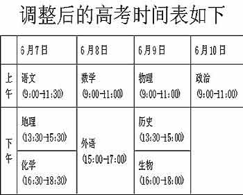 江苏高考科目考试时间调整 外语定为6月8日下