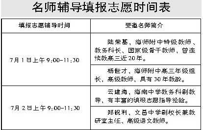 海南省2006年高考各批次填报志愿时间安排