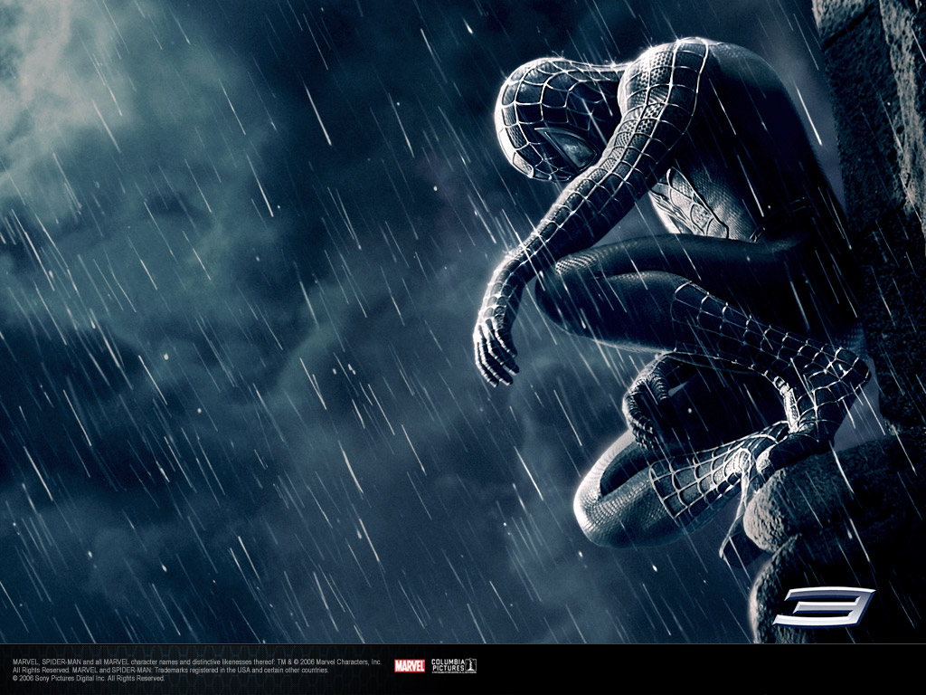资料图片:《蜘蛛侠3》精美壁纸--雨中的蜘蛛侠