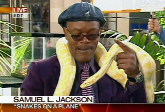 《转摘》塞缪尔-杰克逊伸舌与缠身金蟒“蛇吻”