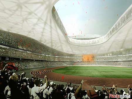 图文:2008北京奥运主场馆鸟巢内部效果