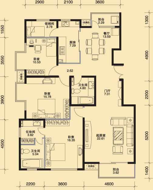 华凯花园 户型展示 6号板c户型