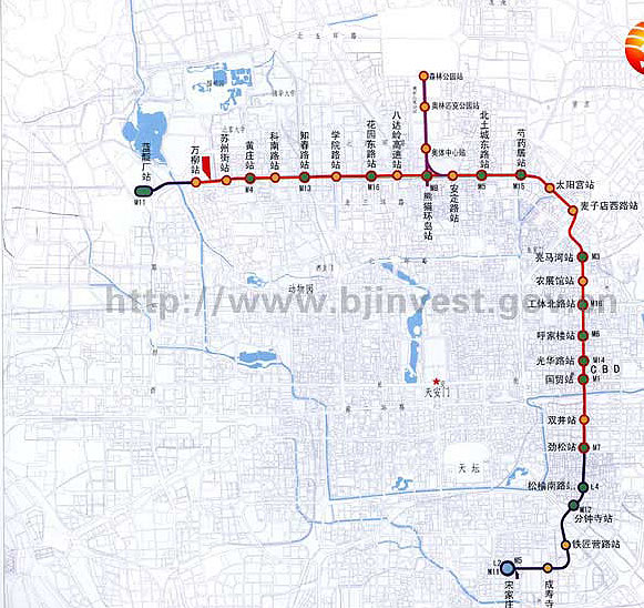 图文:北京地铁10号线路示意图