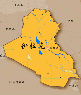 伊拉克与周边国家位置示意图