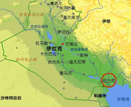 资料:巴士拉位置示意图