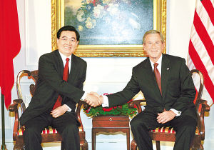 国家主席胡锦涛同美国总统布什会晤(图)