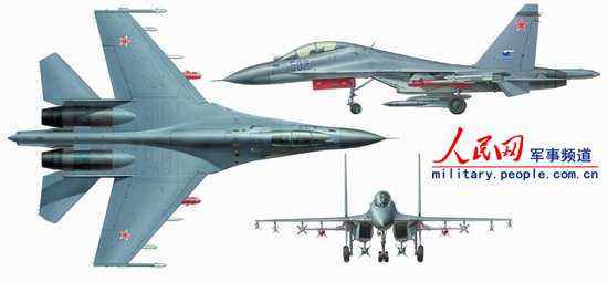 图文：苏-30MK型多用途战斗机三面图