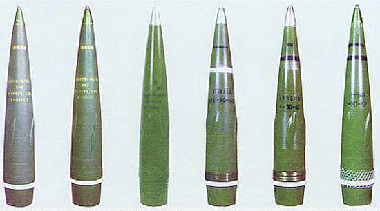 图文：PLZ-45使用的各种155毫米炮弹