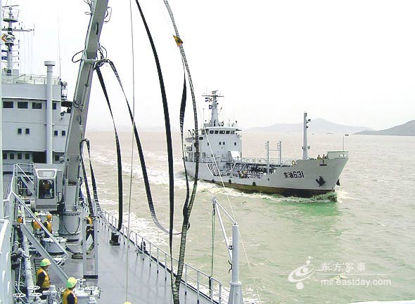 图文：海上横向补给训练