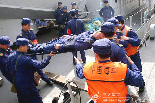 图文：海上“伤员”紧急换乘