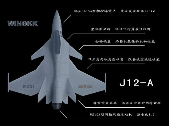 图文：中国歼12型第四代战机外形效果图