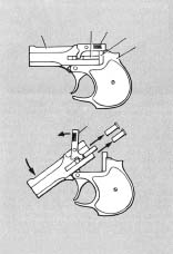 高标准d-100型双管德林杰手枪的闭锁和退壳状态