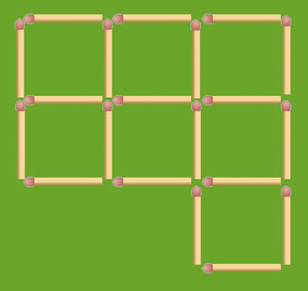 火柴游戏:移动火柴使得只剩5个正方形(图)