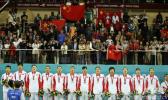 图文-中国女排夺亚运冠军女排姑娘高唱国歌